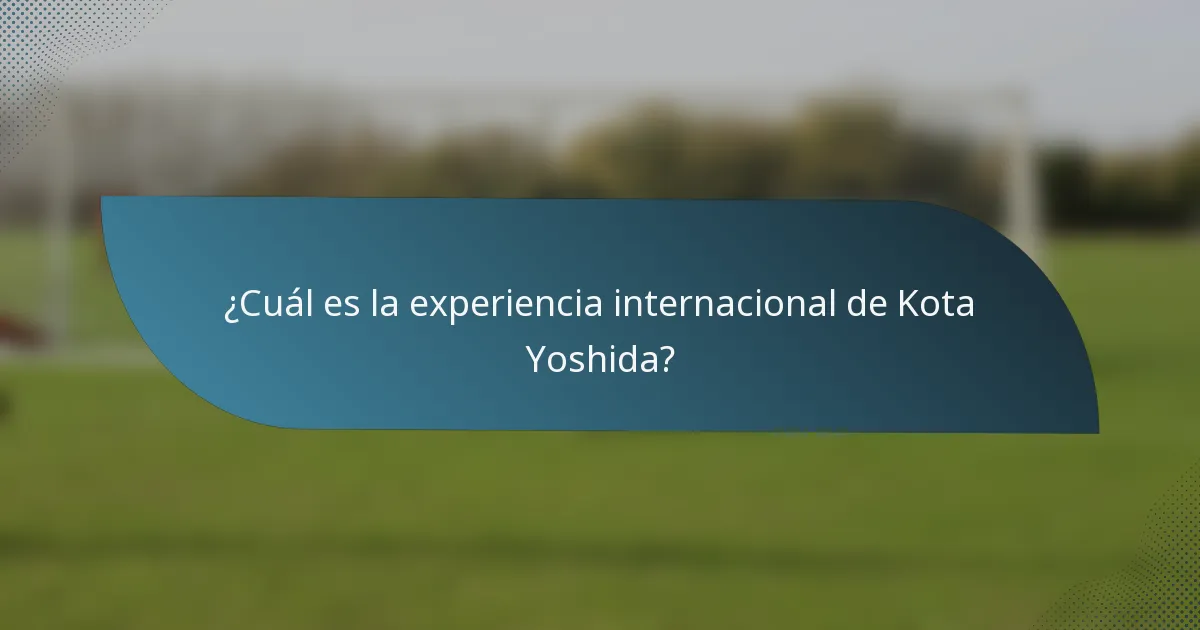 ¿Cuál es la experiencia internacional de Kota Yoshida?