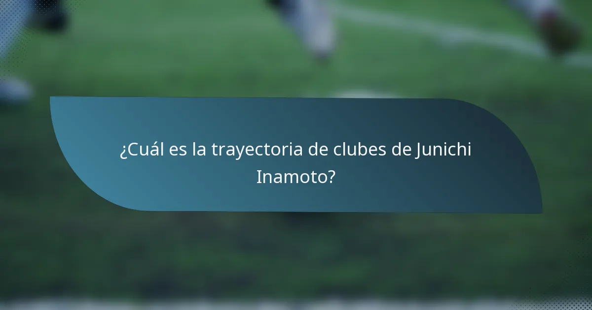 ¿Cuál es la trayectoria de clubes de Junichi Inamoto?