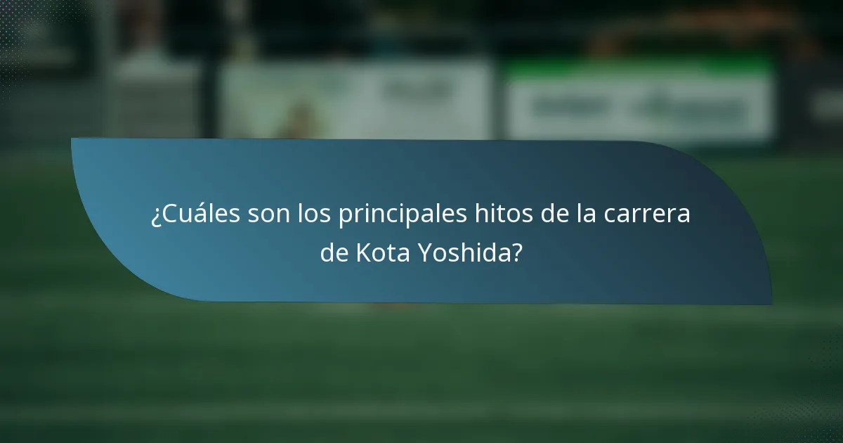 ¿Cuáles son los principales hitos de la carrera de Kota Yoshida?